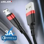 Micro USB-кабель USLION 3A, кабель для быстрой зарядки и передачи данных для Samsung S6, Xiaomi, Redmi Note 4, 5, Android, 3 м