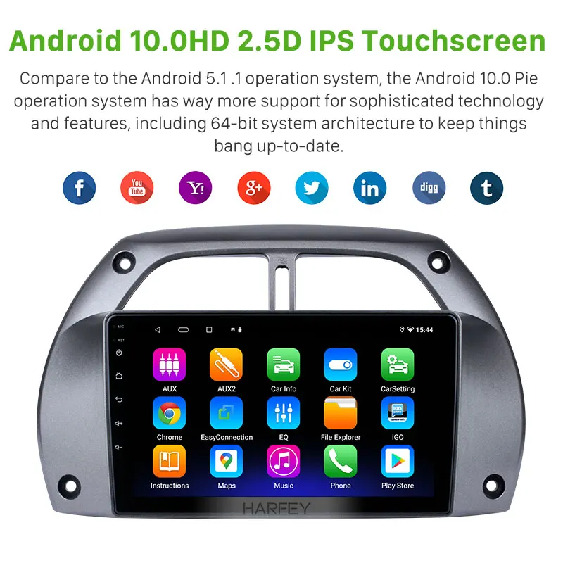 Harfey Andriod 10 0 HD сенсорный экран 9 дюймов для Toyota RAV4 2001 2002-2006 автомобильное радио