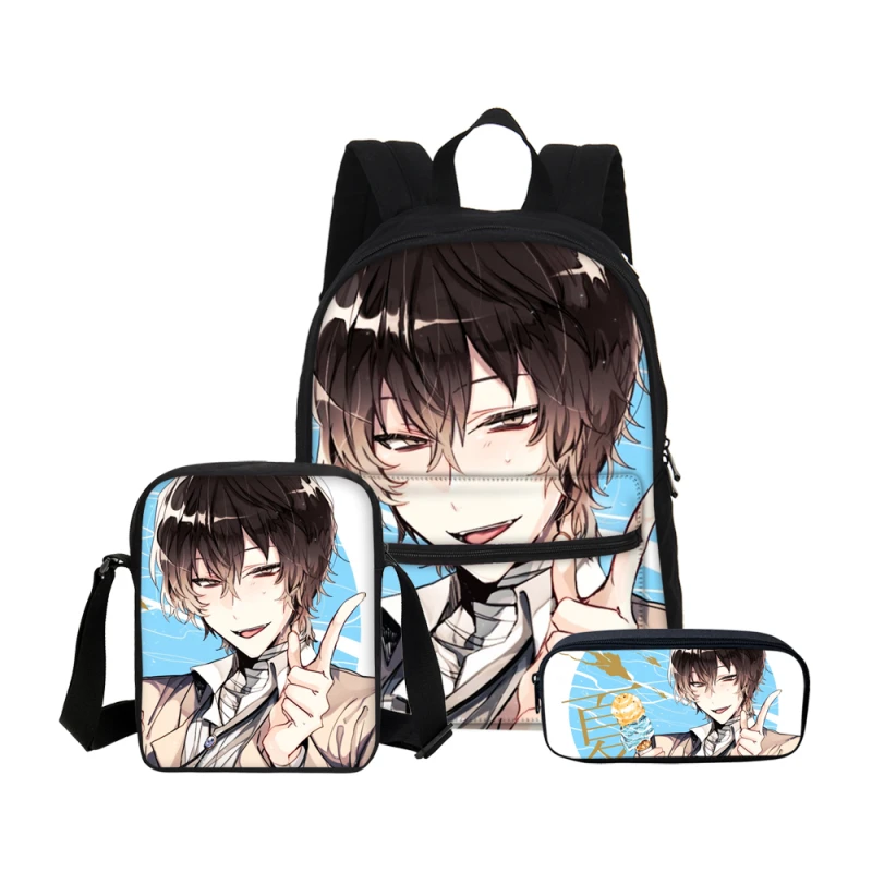 Индивидуальные Аниме страй собаки холст девушка школьная сумка набор модные