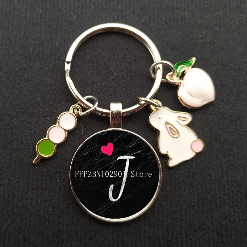 Брелок для ключей с милым Кроликом модный стеклянный надписью кабошоном