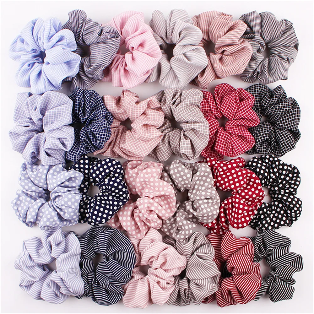 

1Pcs Polka Dot Design Hair Scrunchies Ponytail Holder for Women Girls Hair Ties Gum Hair Bands Chiffon Fabric Hair Accessories