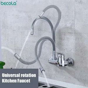 becola 360 rotation faucet chrome cold and hot water power swivel kitchen sink mixer tap single handle br 9108 free global shipping