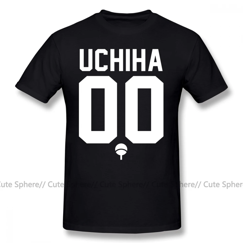Футболка Uchiha из джерси белого цвета, футболка с коротким рукавом и графическим рисунком, 100 хлопок, 5x пляжная Милая Мужская футболка - Цвет: Black