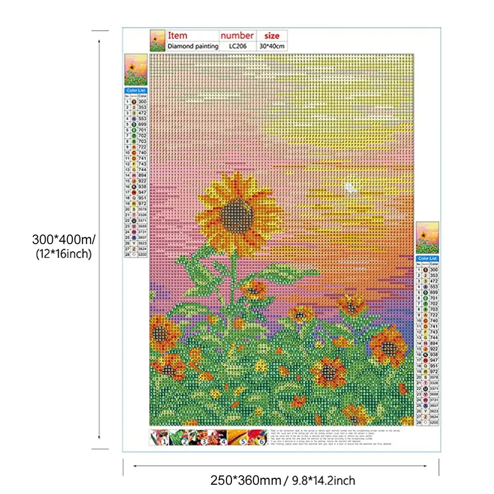 

Sunflower Full Rhinestones Decorative Painting Exquisite Painting 5D Rhinestone Embroidery Dot Art Decor