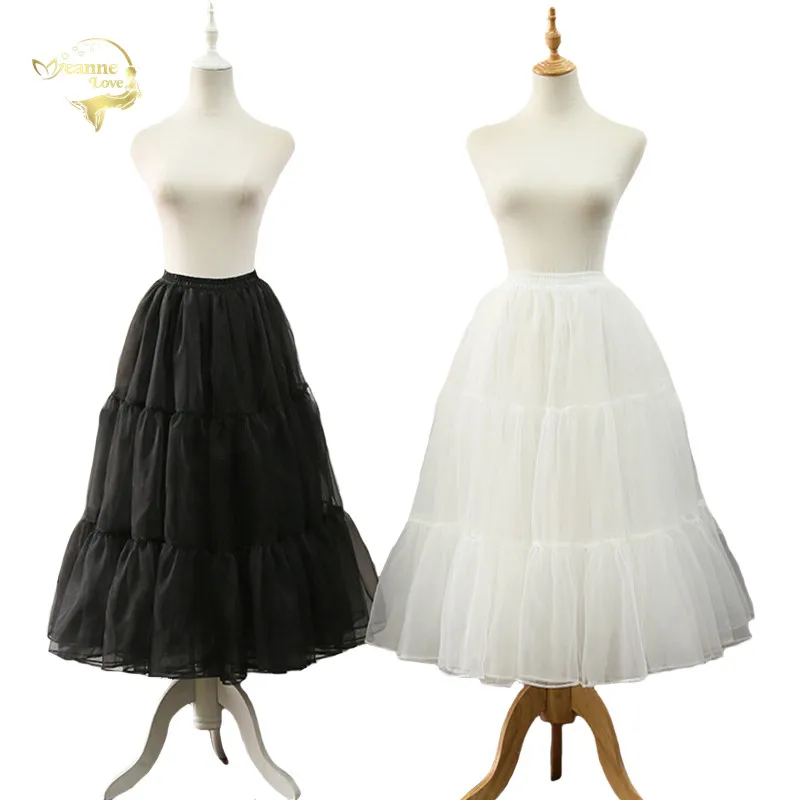 

Long Puffy Skirts 80CM Girls Fashion Tutu Skirt Women Solid Ball Gown Bridal Petticoat White Wedding Dress Underskirt Adult Tutu