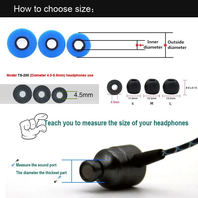 1 пара круглые эргономичные наушники с эффектом памяти 4 5 мм S / M/L 5-5