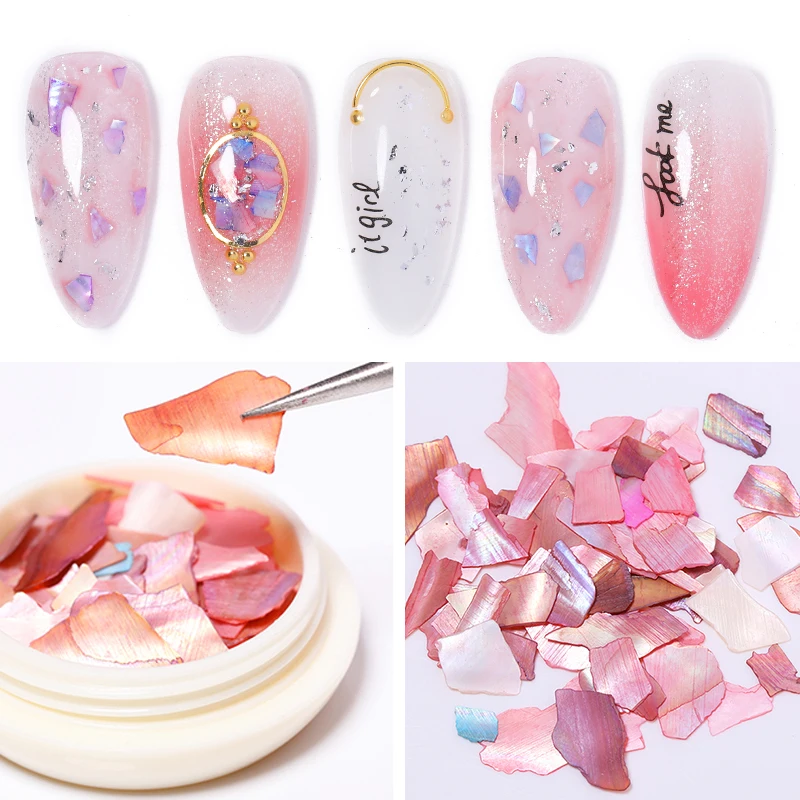 1 коробка 3D украшения для дизайна ногтей ломтики морской ракушки нерегулярные