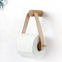 brief bathroom hanging tissue holder wood pu leather toilet roll paper rack wall mount home decor napkins tissue paper organizer