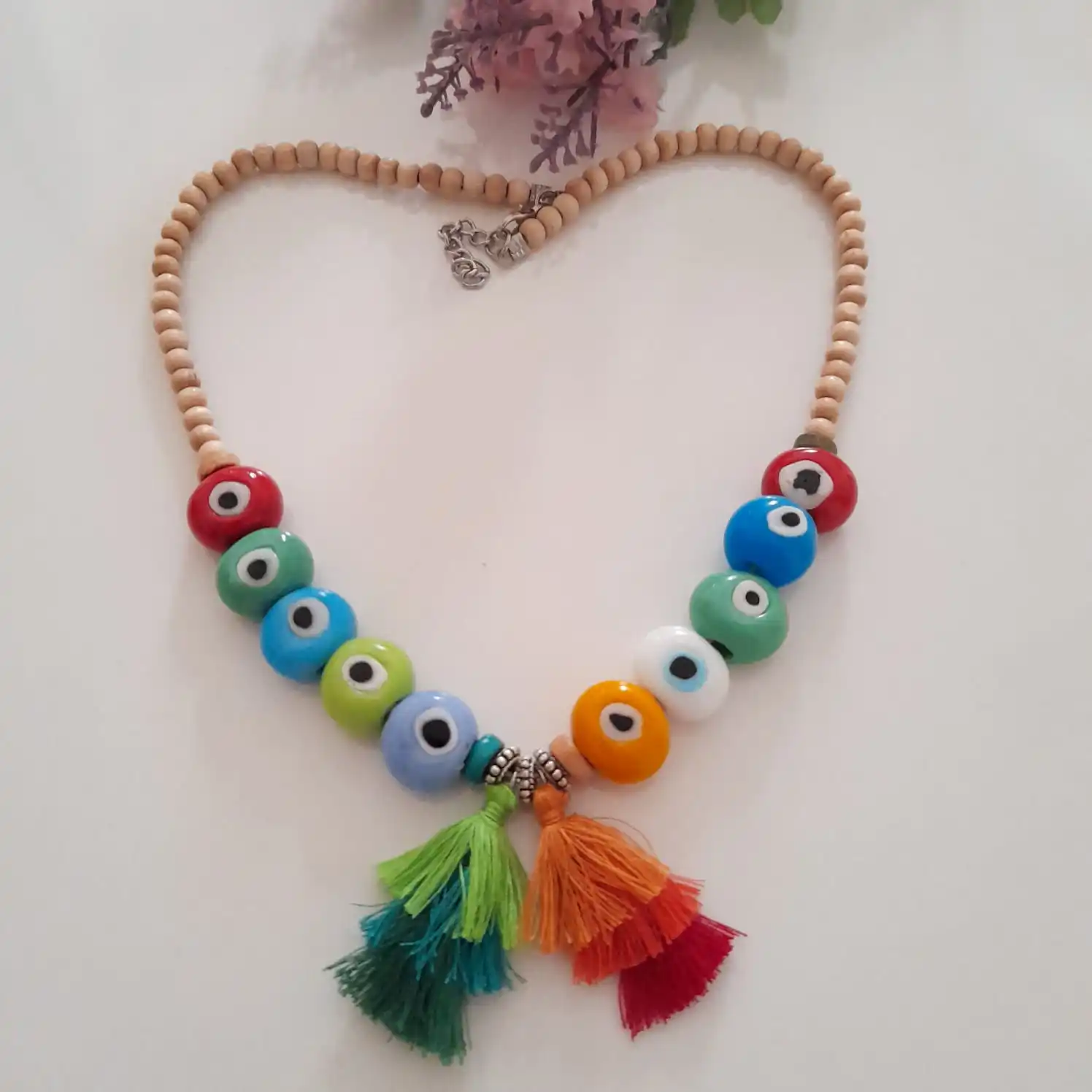 

Goodtime Evil Eye Beaded & Basement Stone Necklace Women Handmade Jewelry