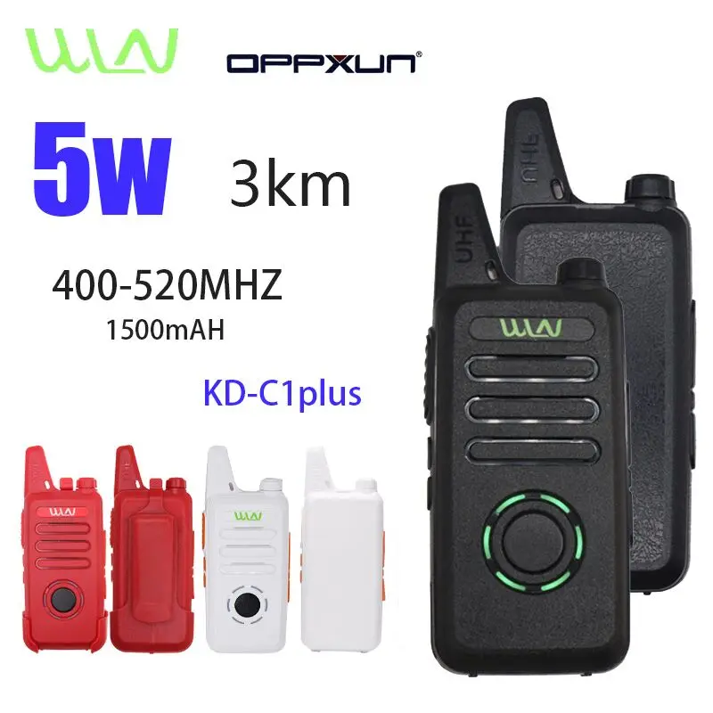 Hot 2PCS WLN KD-C1 Walkie Talkie UHF 400-470 MHz 5W Power 16 Channel Kaili MINI handheld Transceiver C1 Two Way Radio