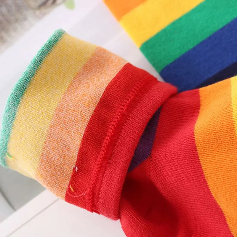 Harajuku женские и мужские радужные цветные полосатые длинные носочки Skaterboard