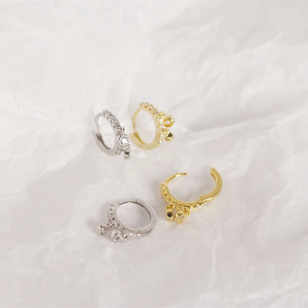 925 пробы серебряные женские серьги-кольца маленькие круглые AAA Cz Свадебные