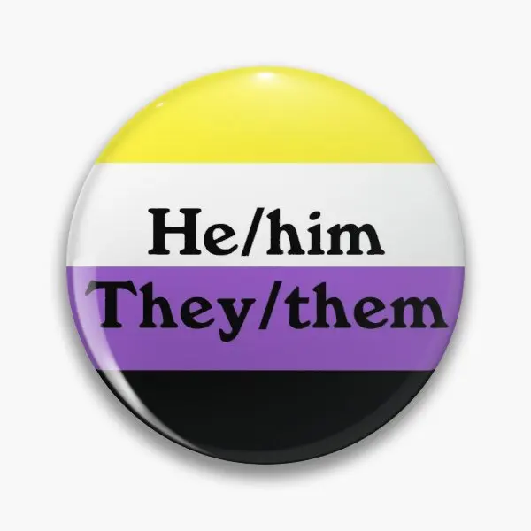 

He Him They Pronouns Soft Button Pin Metal Creative Brooch Clothes Cartoon Decor Hat Women Funny Collar Cute Badge Fashion