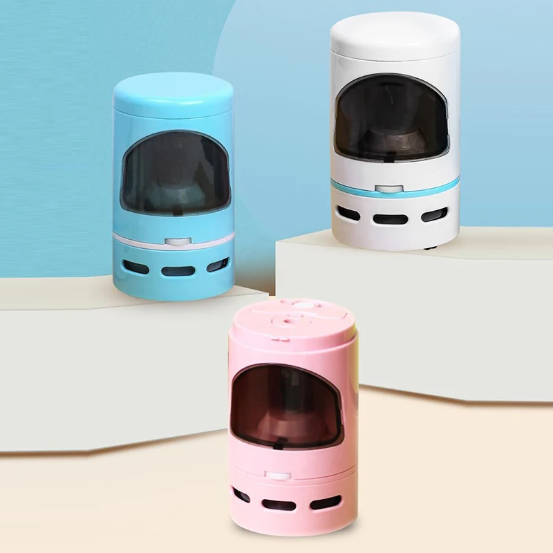 Sharpener Desktop Mini Vacuum Cleaner White/pink/blue Eraser Dust Suction School Office Home Stationery