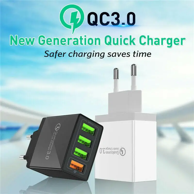 Вертикальный 4 порта Быстрая быстрая зарядка QC 3 0 USB концентратор настенное