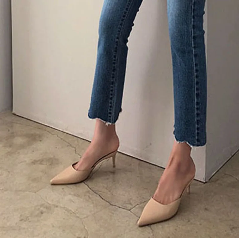 COWCOM/пикантные туфли лодочки с острым носком из органической кожи женская обувь