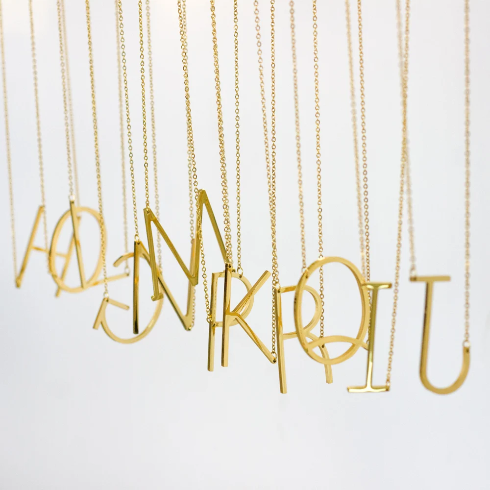 Колье-чокер женское из нержавеющей стали с подвеской в виде инициала алфавита A-Z