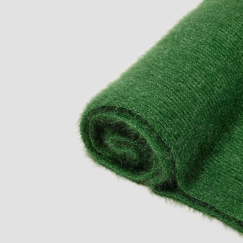 

A New Plush Scarf for Autumn and Winter 2019. Classic Pure Green Knitting Shawl, Warm and Fashionable Scarf