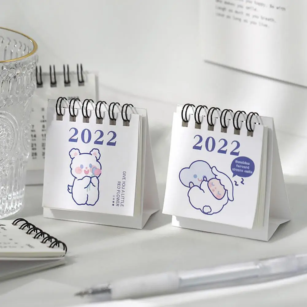 

2022 Mini Desk Calendar Cute Desk Decoration Portable Stationery Supplies Kawaii Calendar Calendar Pocket School M8m6