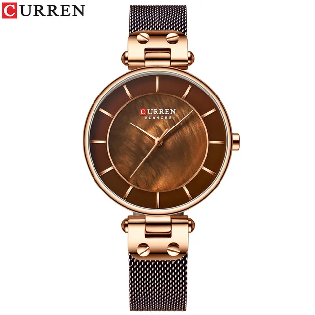 brown Relogio Feminino CURREN часы женские роскошные Брендовые женские кварцевые наручные часы кожаные водонепроницаемые часы Reloj Mujer Часы для девочек - Цвет: brown