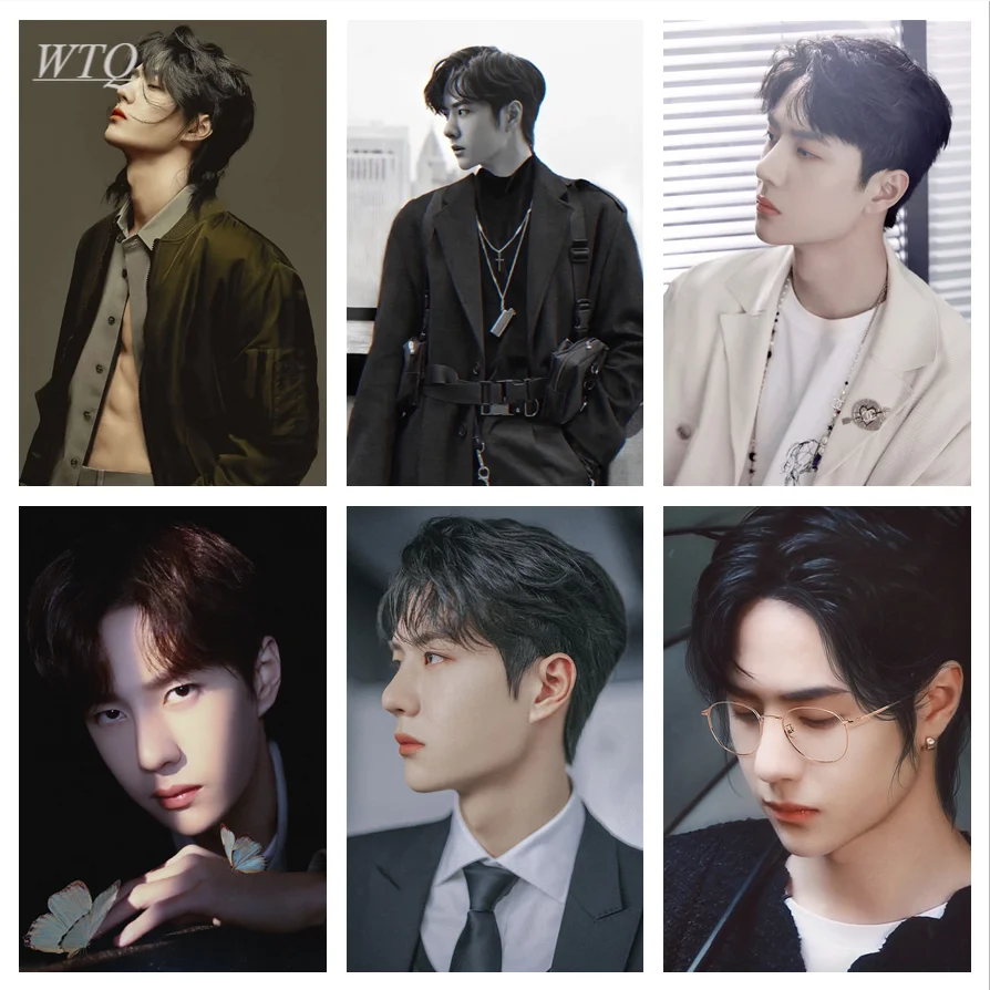 Портрет китайского актера Ван ибо черно-белый плакат Декор настенный холщовая