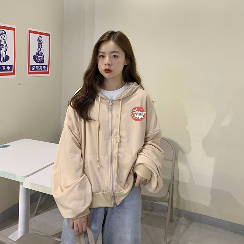 

Женская хлопковая толстовка на молнии, с принтом кота