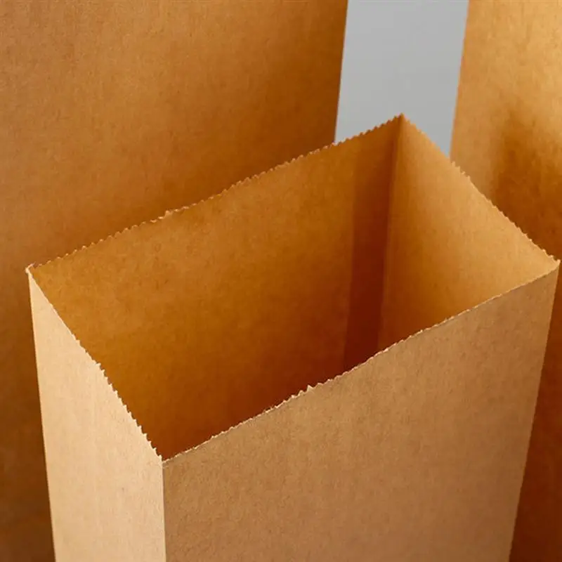 30pcs Brown Kraft Paper Bags For Gifts With Handles Bakery Candy Treat Sacks Breakfast Bag Food Stickers | Дом и сад