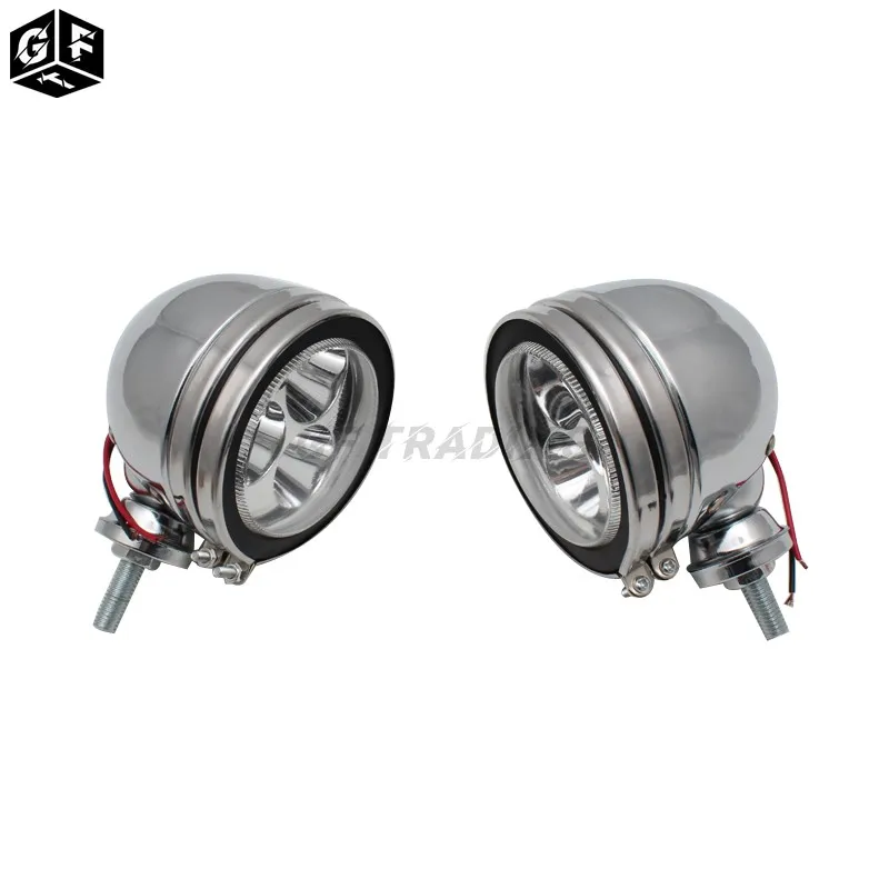 

10 мм хромированный металл мотоцикла Противотуманные фары ближнего света для вождения Точечный светильник вспомогательные лампы головной ...