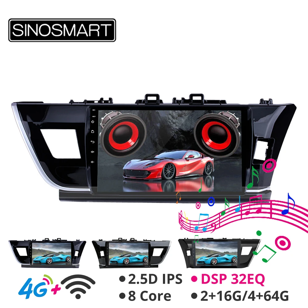 SINOSMART 2.5D ips Android 8,1 автомобильный Радио gps навигатор плеер для Toyota Corolla/Lewin 32EQ DSP, 4G ram опционально