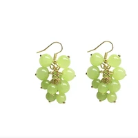 summer new fresh earrings fashionable green beads tassel grape ear ornaments forest fruit