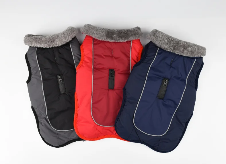 Новая зимняя одежда для собак куртка с меховым воротником жилет золотистый