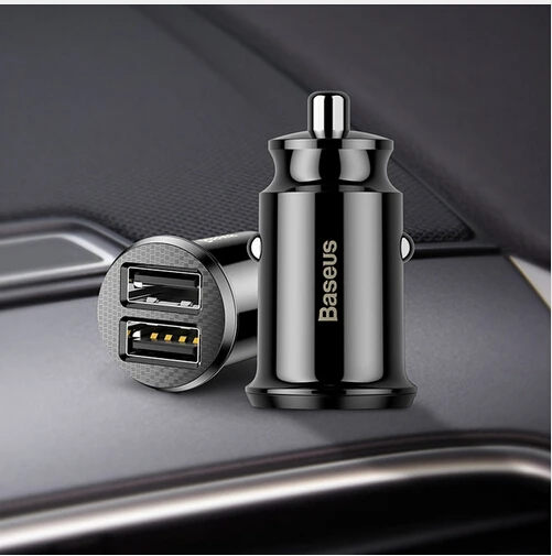 Car Charger Black Baseus mi ni автомобильное зарядное устройство для iPhone Xr X 8 7 6 Dual USB Автомобильное зарядное устройство для samsung Note 9 Xiaomi mi 9 huawei автомобильное зарядное устройство для телефона - Тип штекера: Car Charger Black