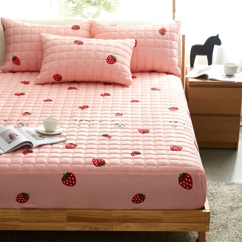 Дышащие хлопковые Наматрасники с принтом в виде клубники защитный хлопковый