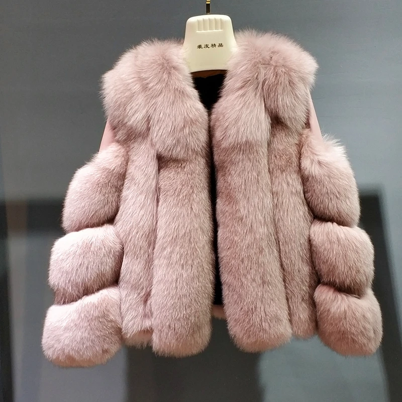Женское высококачественное пальто из 100% натурального меха жилет Лисьего кожаная
