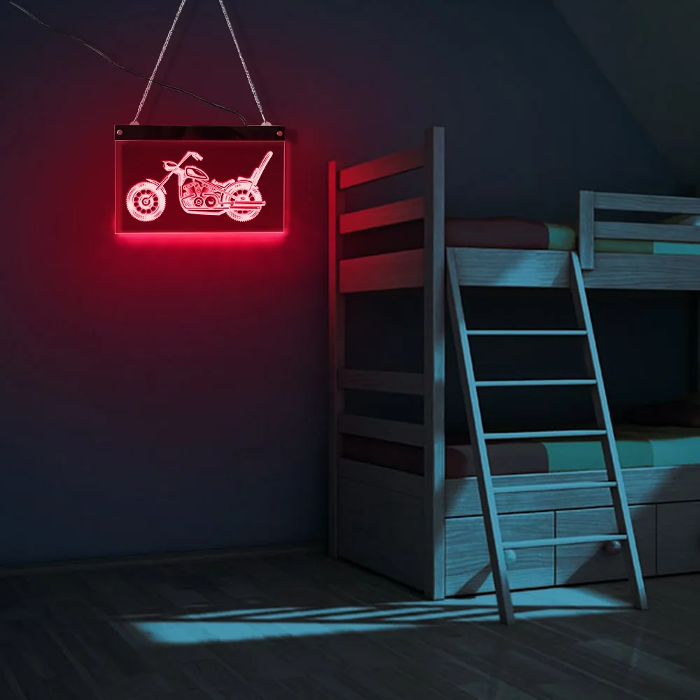 Винтажный светодиодный неоновый знак для мотоцикла и гаража транспортировки