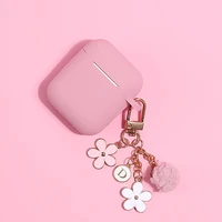 luxury flower pink case for apple airpods 1 2 accessories bluetooth earphone protect cover fur ball keyring