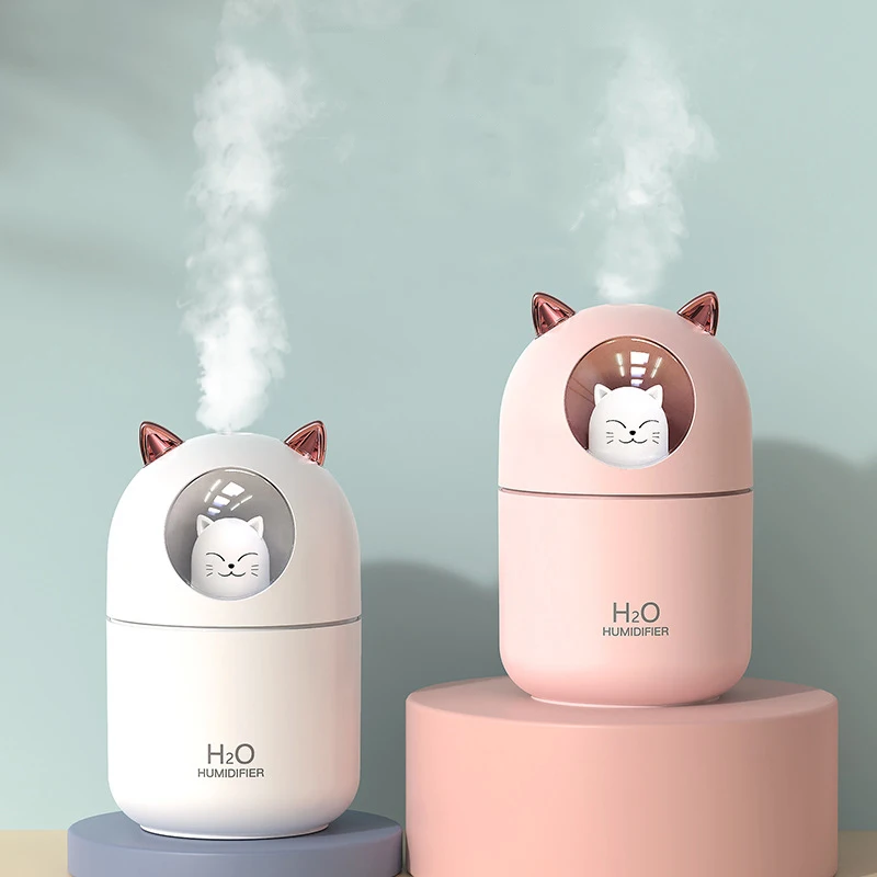 

Ultrasonic Cool Mist Maker Fogger with Colorful Lamp Cute Cat Mini Aroma Diffuser Humidificador Difusor 300ML USB Air Humidifier