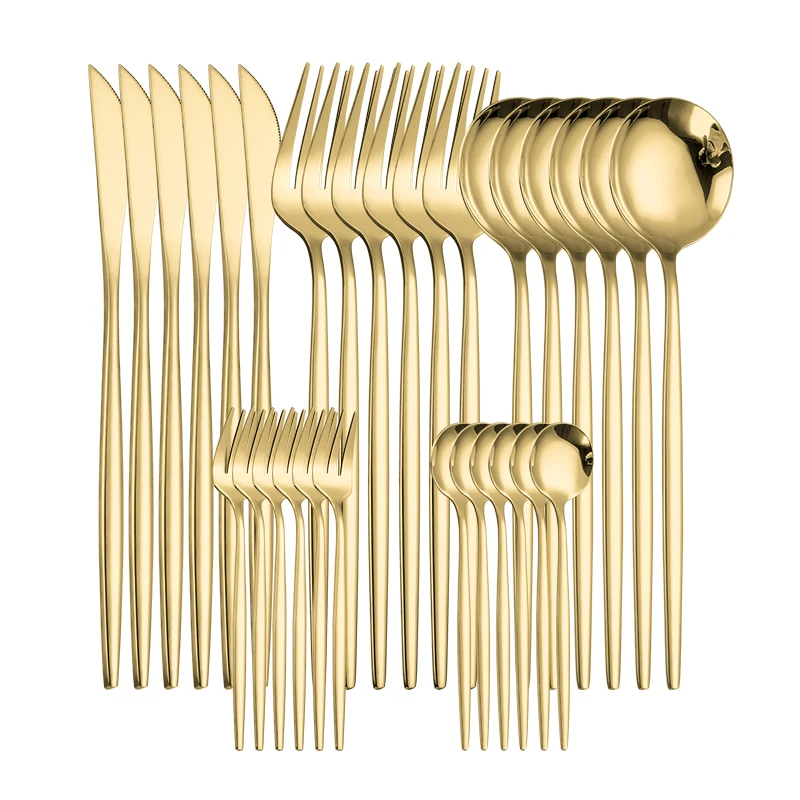

Набор золотых столовых приборов из нержавеющей стали, 30 шт.