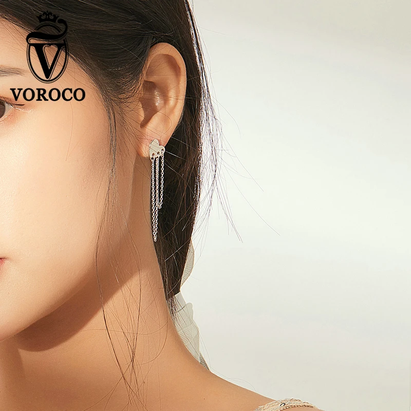 Серьги подвески VOROCO BKE867 с кисточками в форме сердца длинные висячие серьги для