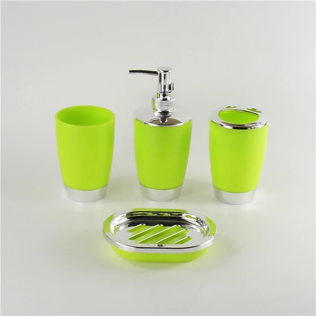Green 4 piece Синий набор аксессуаров для ванной комнаты держатель для зубной щетки ручная бутылка для антисептика мыльница чехол для туалетной щетки мусорный Органайзер контейнер для хранения - Цвет: Green 4 piece