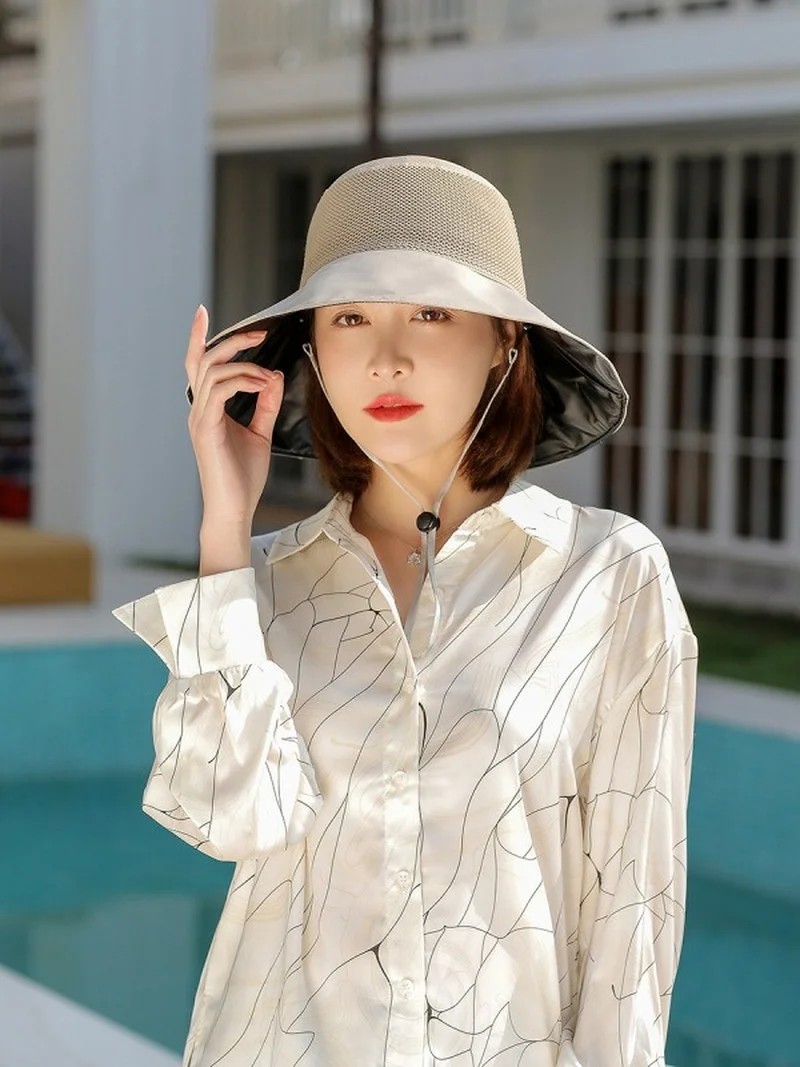 

2021 new big-edge sun hat female beach sunscreen ultraviolet rays summer western fashion face-covering sun hat big brim