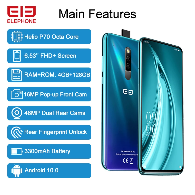 В наличии PX Pro смартфон 4 Гб 128 ГБ Helio P70 Восьмиядерный 6 53 дюймов FHD + 48мп задняя