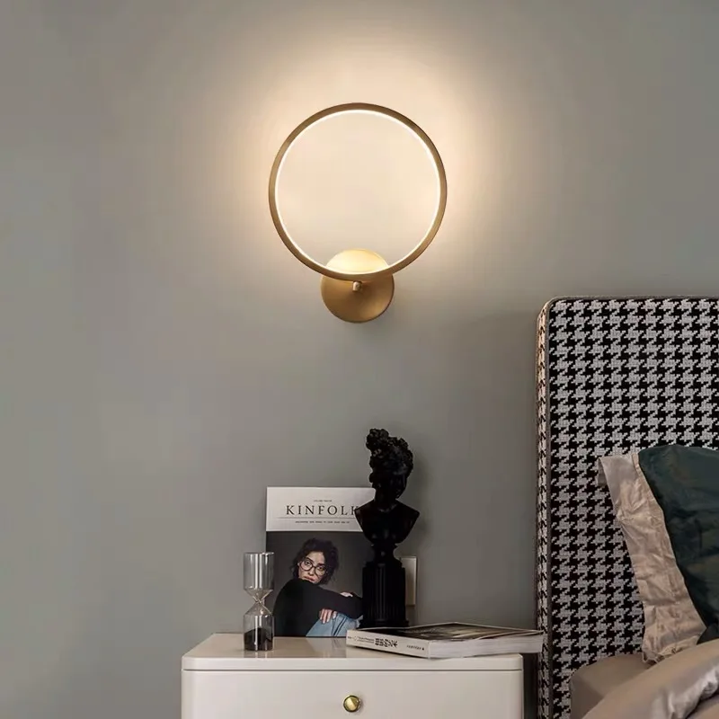 

Modern Round Gold Wall Lamp LED Lights For Bedroom Living Room TV Background Aisle Home Lighting Fixtures