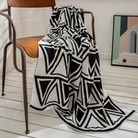 nordic geometric pattern triangle knitted woolen blanket sofa cover upholstery collocation office shawl blanket home decoration
