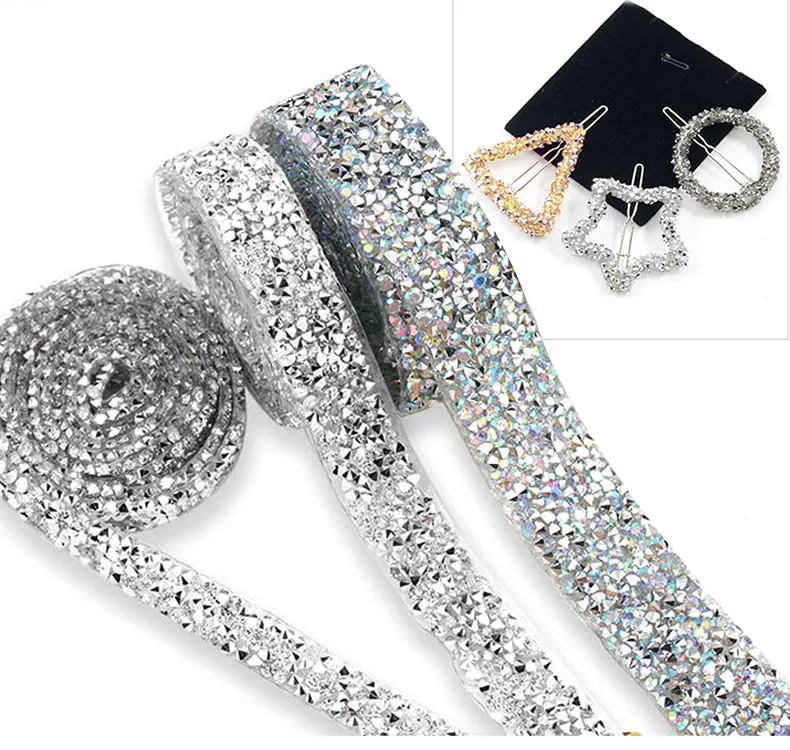 1 ярд блестящая Стразы цепочка со стразами золотые серебряные хрустальные