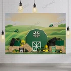 Фон для фотосъемки с изображением зеленого трактора фермы для 1-го дня рождения мальчика фон для фотосъемки фермы воздушный шар флажки украшение для вечерние баннер