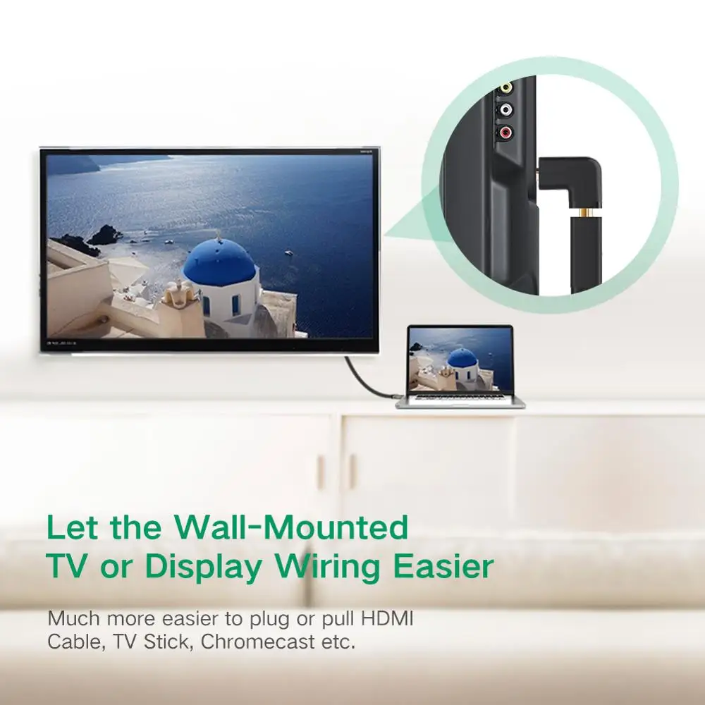 Адаптер UGREEN HDMI совместимый с 4K 90 градусов позолоченный Высокоскоростной разъем