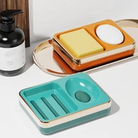 soap dish with raised bar water collector 2 cells dual layer soap holder box for bathroom kitchen hr