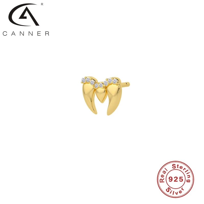 

CANNER CZ Zircon Crystal Piercing Small Stud Earrings For Women Gold Earring 925 Sterling Silver Wedding Engagement Jewelry Gift