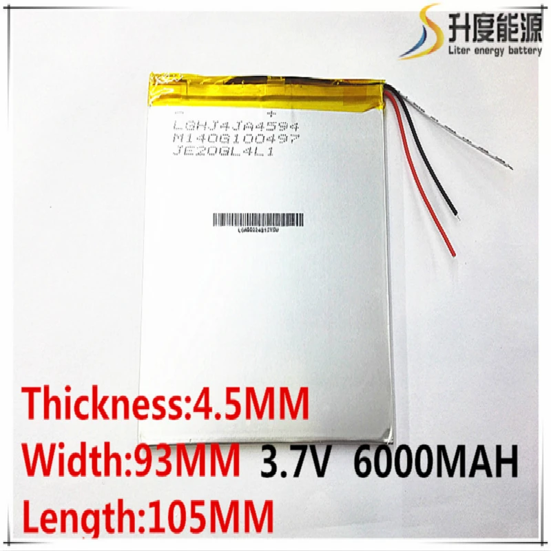 3 линии 3,7 V, 6000 mAH, 4593105 L G полимерный литий-ионный аккумулятор; SmartQ T20, VI40 A86 двухъядерный P85 планшетный ПК